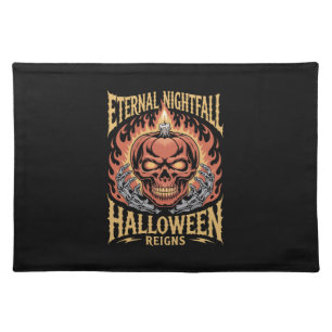 Eternal Nightfall Halloween Skull Pumpkin Cloth Placemat