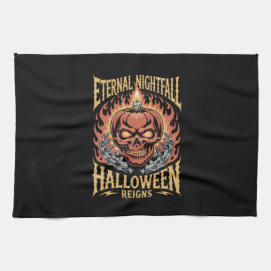 Eternal Nightfall Halloween Skull Pumpkin Kitchen Towel