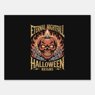 Eternal Nightfall Halloween Skull Pumpkin Sign