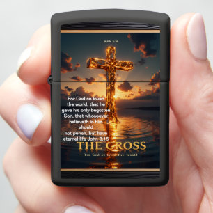 Eternal Promise The Cross Veined Water John 3:16 Zippo Lighter