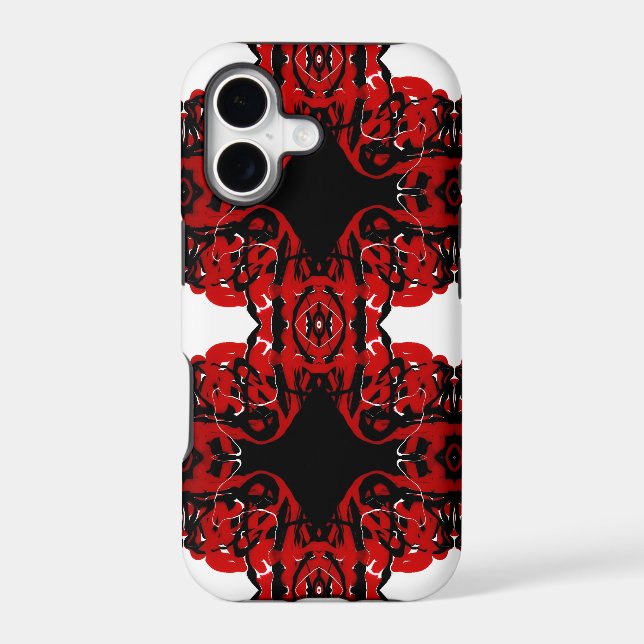 Eternal Red Abstract Acrylic Paint Pour Fluid Art iPhone Case (Back)