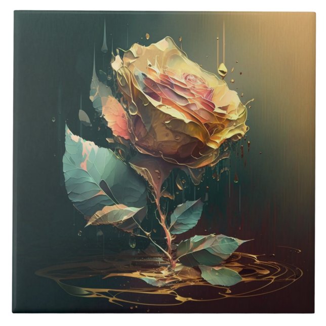 Eternal Rose - Delicate and Graceful Floral Art Ceramic Tile (Front)