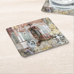 Eternal silence in the cemetery square paper coaster