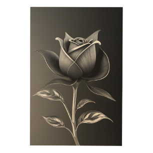 Eternal Silver Rose Wood Wall Art