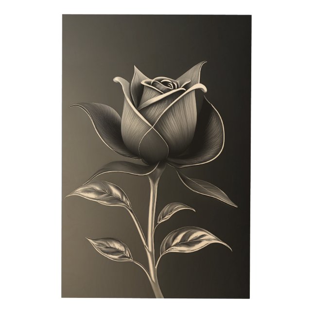Eternal Silver Rose Wood Wall Art (Front)
