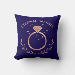 Eternal Sparkle Elegant Rose Gold Diamond Ring Throw Pillow
