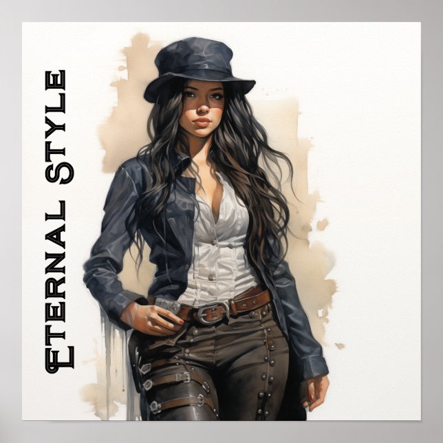 Eternal Steampunk Style Young Woman Vintage Poster (Front)