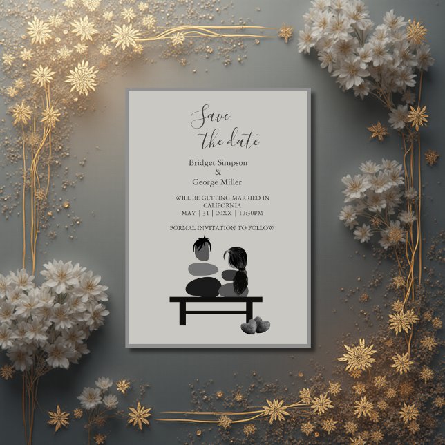 Eternal Stone couple Boho wedding safe the date Invitation (Creator Uploaded)