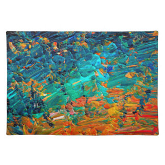 ETERNAL TIDE 2 Orange Turquoise Blue Black Ombre Cloth Placemat
