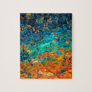 ETERNAL TIDE 2 Orange Turquoise Blue Black Ombre Jigsaw Puzzle