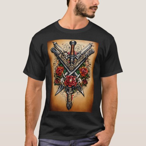 Eternal Wanderlust Tattoo Rose Compass T_Shirt