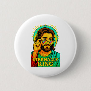 Eternally King Cool Jesus Christian Anime Manga Po Button