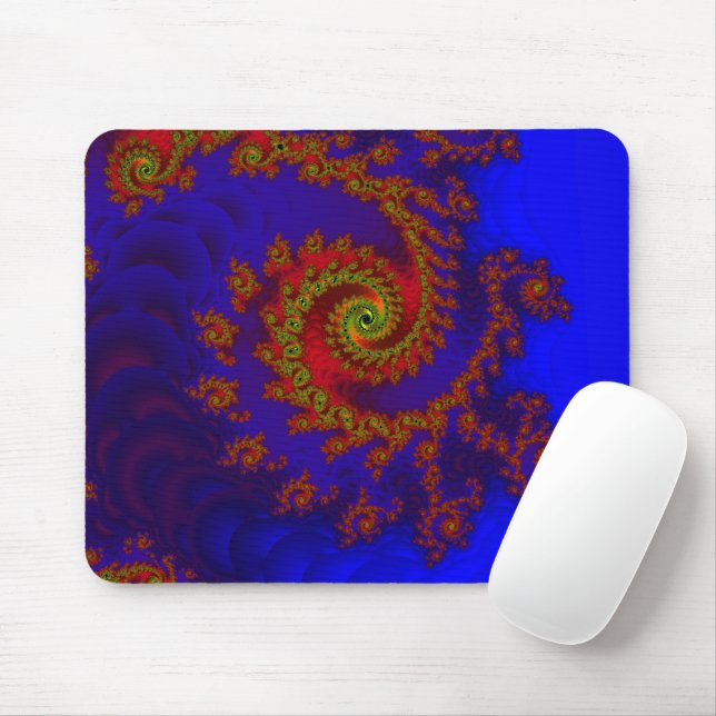 Eternity | Blue and Red Fractal Art Mouse Pad (With Mouse)