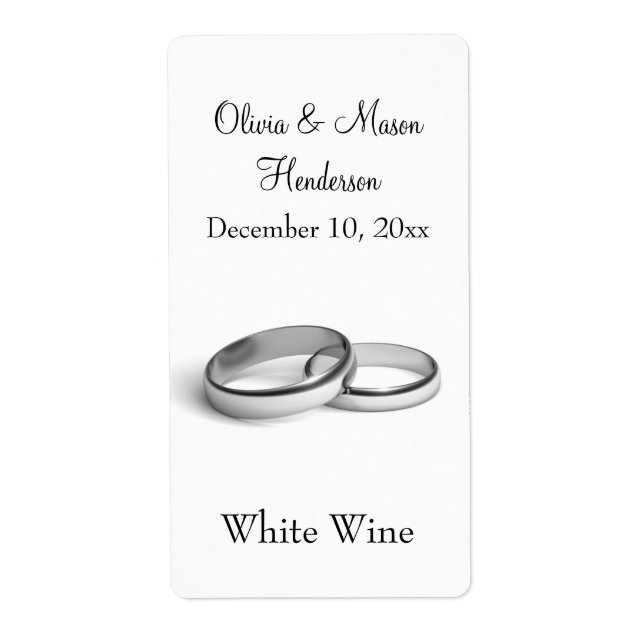 Eternity Wedding Wine Label (white) (Front)