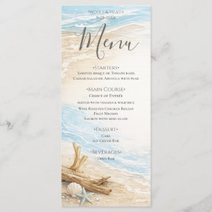 Eterntal Tides Coastal Watercolor Beach Wedding Menu