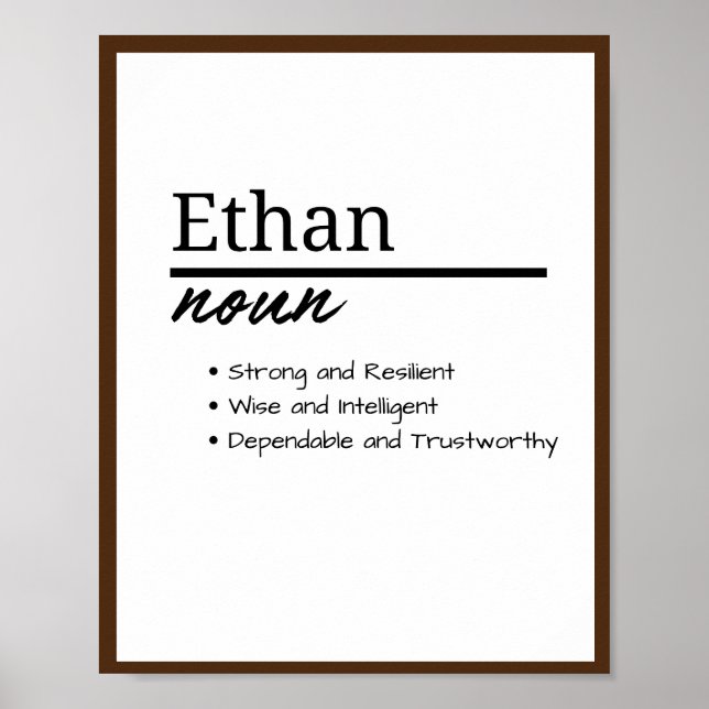 Ethan, Boy Personalized Name Definition Poster (Front)