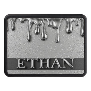 Ethan Chrome Nameplate With Liquid Metal Drips Hitch Cover