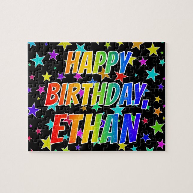 "ETHAN" First Name, Fun "HAPPY BIRTHDAY" Jigsaw Puzzle (Horizontal)