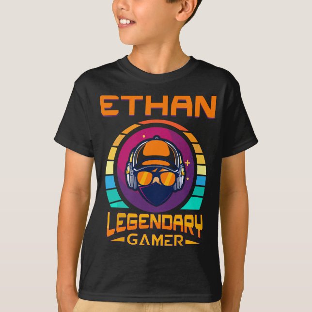 Ethan Legendary Gamer - Personalized Name Gift T-Shirt (Front)