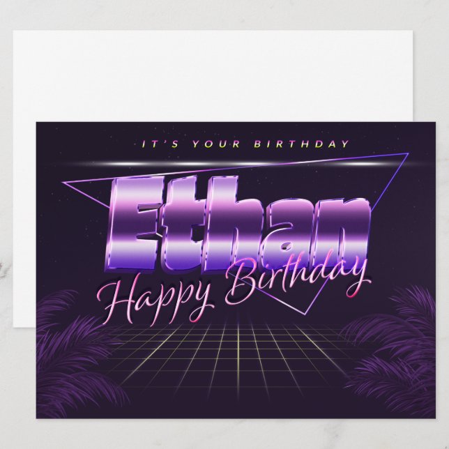 Ethan Name First Name pura retro card Birthday (Front/Back)