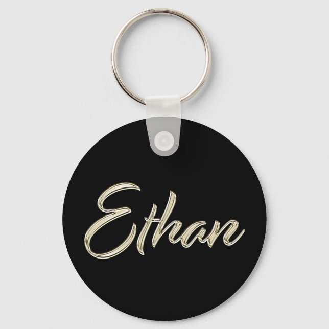 Ethan Name whitegold Button Schlüsselanhänger Keychain (Front)