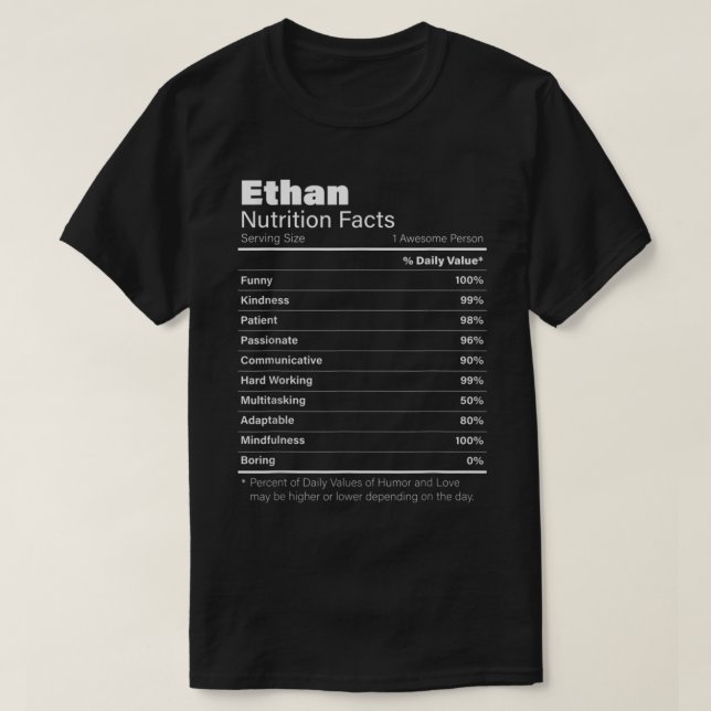 Ethan Nutrition Personalized Name Funny T-Shirt (Design Front)