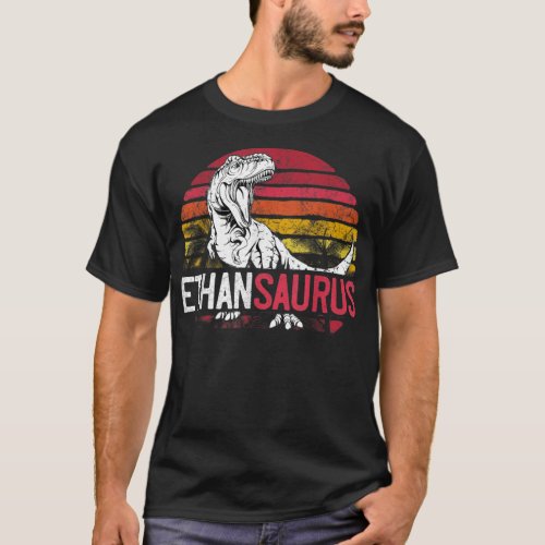 Ethan Saurus Funny Personalized Dinosaur T Rex Nam T_Shirt