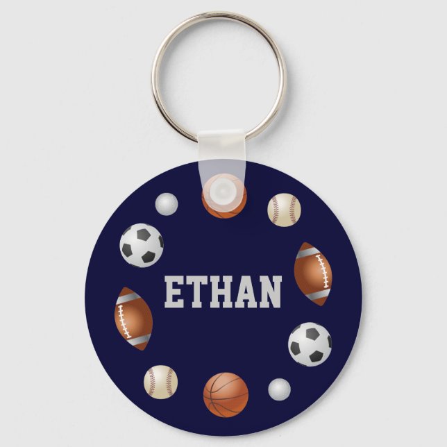 Ethan World of Sports Key Chain - Blue (Front)