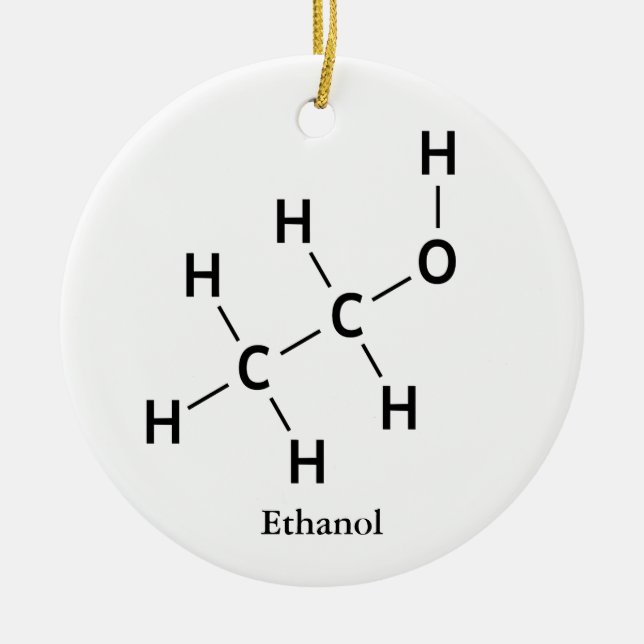 Ethanol Alcohol Molecule Chemistry Cool Ceramic Ornament (Front)