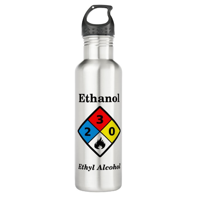 Ethanol MSDS Warning Stainless Steel Water Bottle (Front)