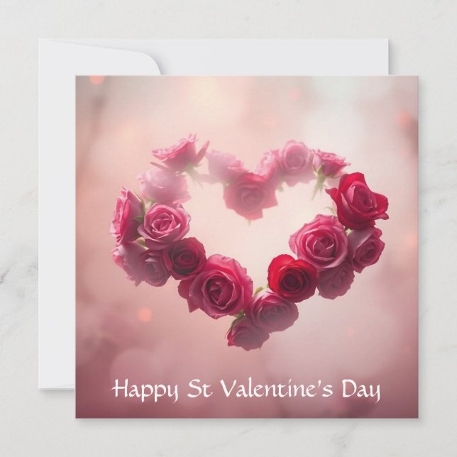 Etheral Soft Roses Bouquet Valentine Holiday Card (Front)