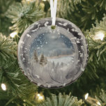 Ethereal 3D Look Winter Scene Glass Ornament<br><div class="desc">Lovely 3D look winter scene will shine and reflect your lights and complement your Christmas tree and the rest of your holiday home.  Gorgeous,  intense colors.</div>