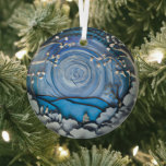 Ethereal 3D Look Winter Scene  Glass Ornament<br><div class="desc">Lovely 3D look image of a winter scene will shine and reflect your lights and complement your Christmas tree and the rest of your holiday home.  Gorgeous colors. Shadows are printed in the image,  highlighting the 3D effect.</div>