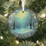 Ethereal 3D Look Winter Scene  Glass Ornament<br><div class="desc">Lovely 3D look image of a winter scene will shine and reflect your lights and complement your Christmas tree and the rest of your holiday home.  Gorgeous colors.</div>