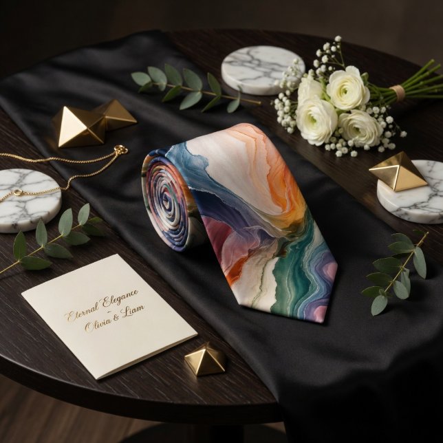 Ethereal Abstract Earth Tone Marble Agate Fluid  Neck Tie (Creator Uploaded)