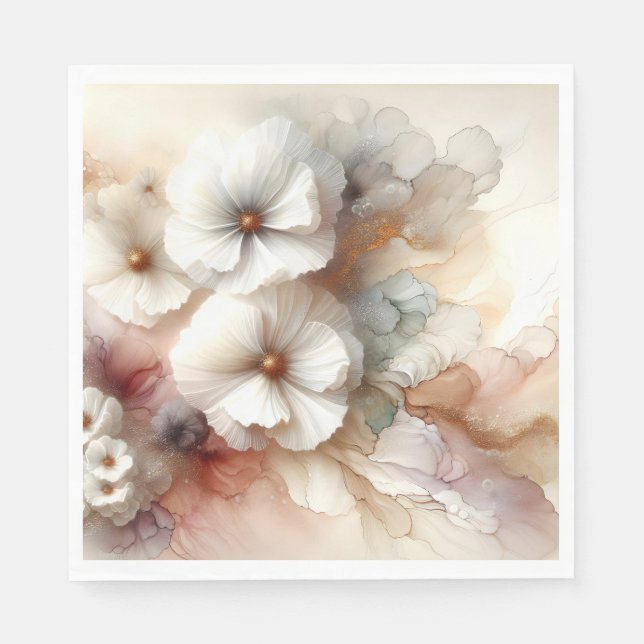 Ethereal Abstract Floral Cosmos Napkins (Front)