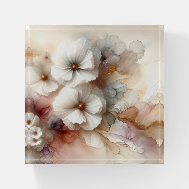 Ethereal Abstract Floral Cosmos Paperweight (Front)