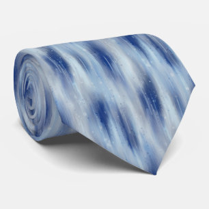 Ethereal Abstract Impressionist Rain Streaks Blue  Neck Tie