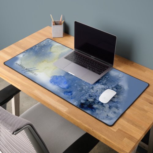 Ethereal Abstract Watercolor Monogram Desk Mat