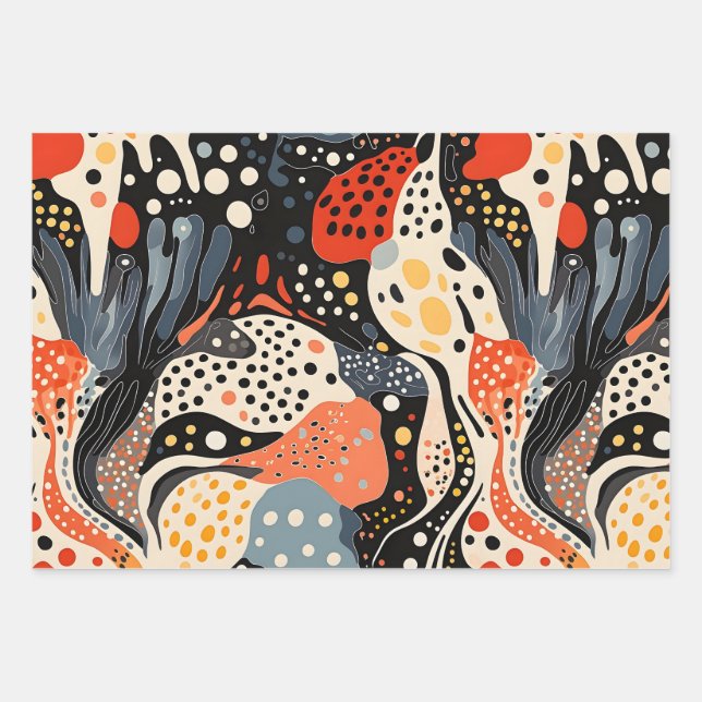 Ethereal Abstractions: Mesmerizing Pattern Wrapping Paper Sheets (Front)