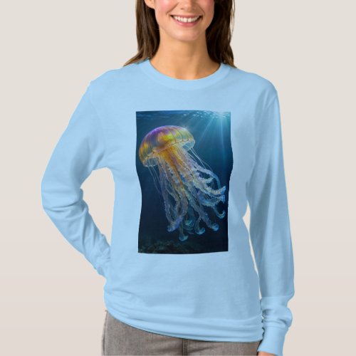Ethereal Abyss Glowing Jellyfish T_Shirt