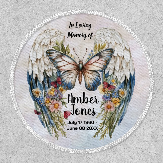 Ethereal Angel Wings Memorial with Butterfly  Patch (Front)