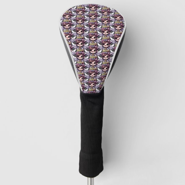 Ethereal Angelic Chibi - angel, halo, flowers Golf Head Cover (Front)