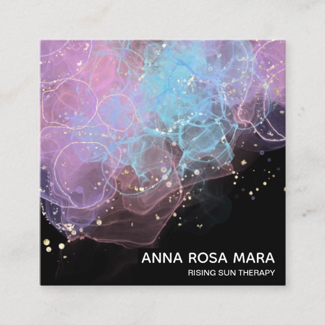 *~* Ethereal AP46 Magical Glitter Logo Abstract QR Square Business Card (Front)