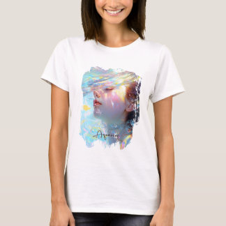 Ethereal Aquarius Woman in Dreamy Watercolor Art T-Shirt
