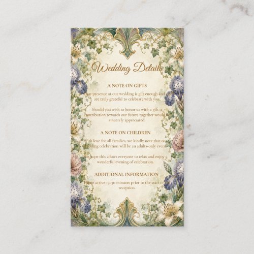 Ethereal Art Nouveau Botanical Romance Wedding Enclosure Card