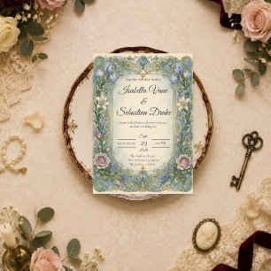 Ethereal Art Nouveau Floral Wedding Invitation