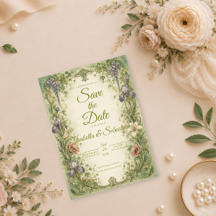 Ethereal Art Nouveau Garden Romance Wedding Save The Date