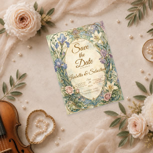 Ethereal Art Nouveau Iris Wedding Save The Date