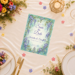 Ethereal Art Nouveau Wisteria Romance Wedding Save The Date